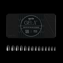 APRÉS Gel-X extenciones almendra en caja con 280 piezas para múltiples tallas.
