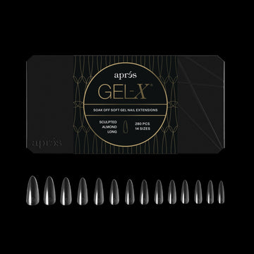 Puntas APRÉS Gel-X en forma de almendra dentro de la caja de 280 para múltiples longitudes
