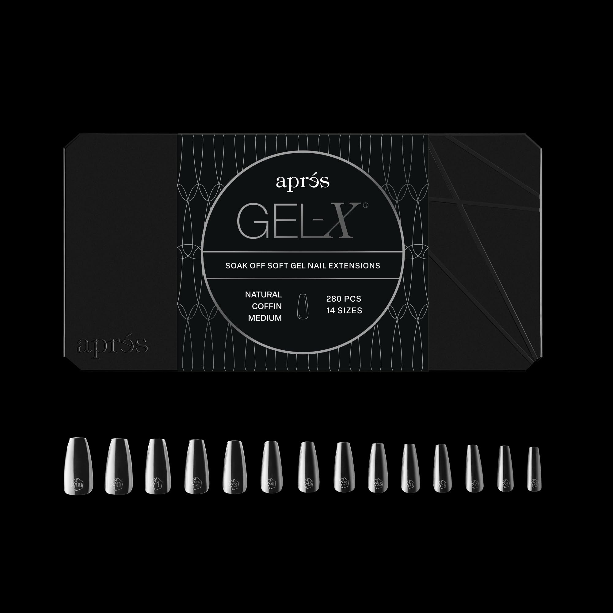 APRÉS Gel-X puntas coffin, base delgada para acabado suave y menor limado.