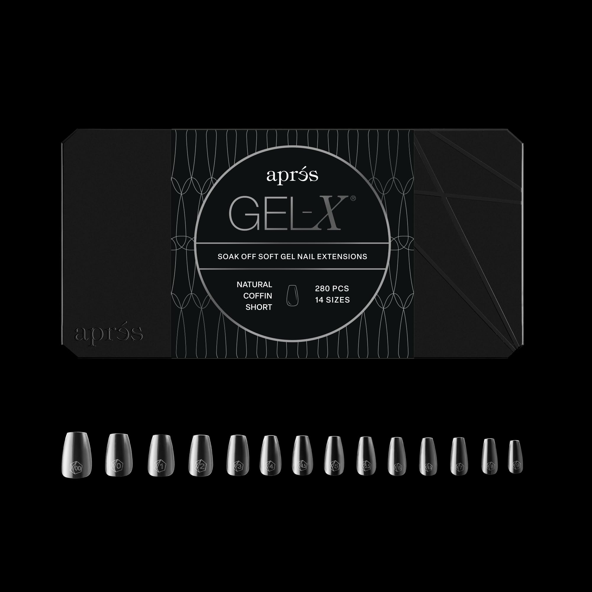 APRÉS Gel-X puntas coffin naturales para un acabado suave y durable.