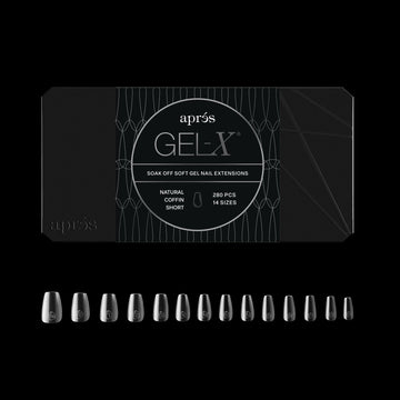 APRÉS Gel-X puntas coffin naturales para un acabado suave y durable.