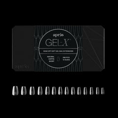 APRÉS Gel-X puntas coffin naturales para un acabado suave y durable.