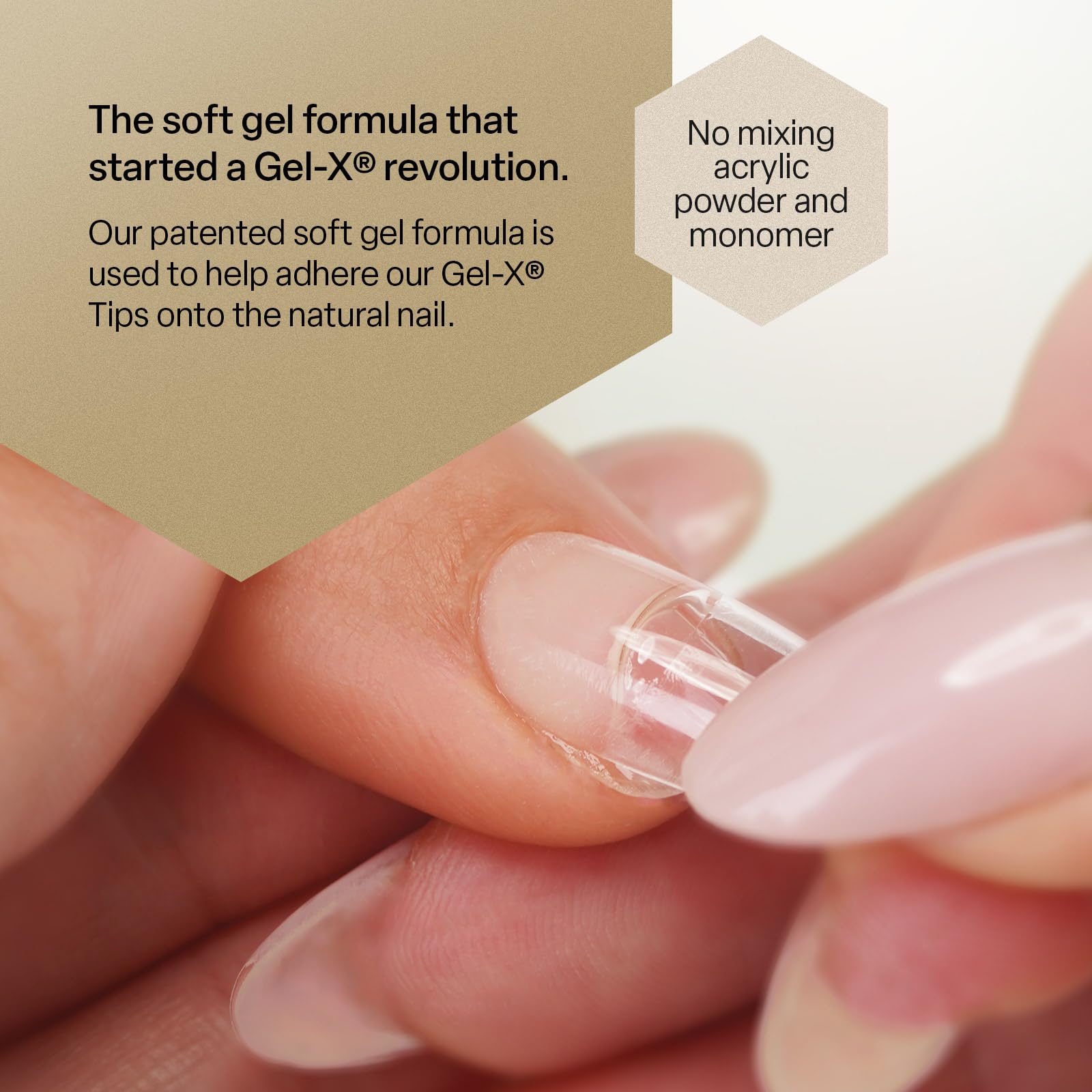 APRÉS Extensiones Gel-X adheridas con seguridad y flexibilidad.