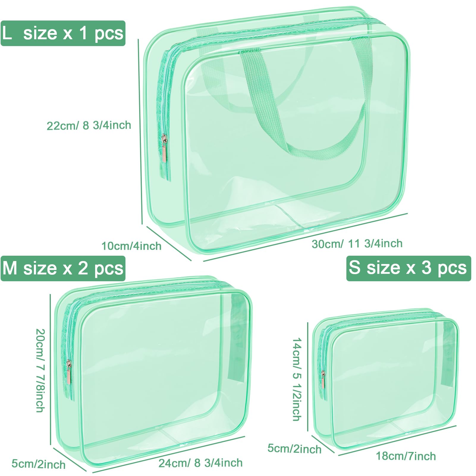 APREUTY bolsas transparentes medianas con asa, perfectas para cosméticos y artículos de higiene.