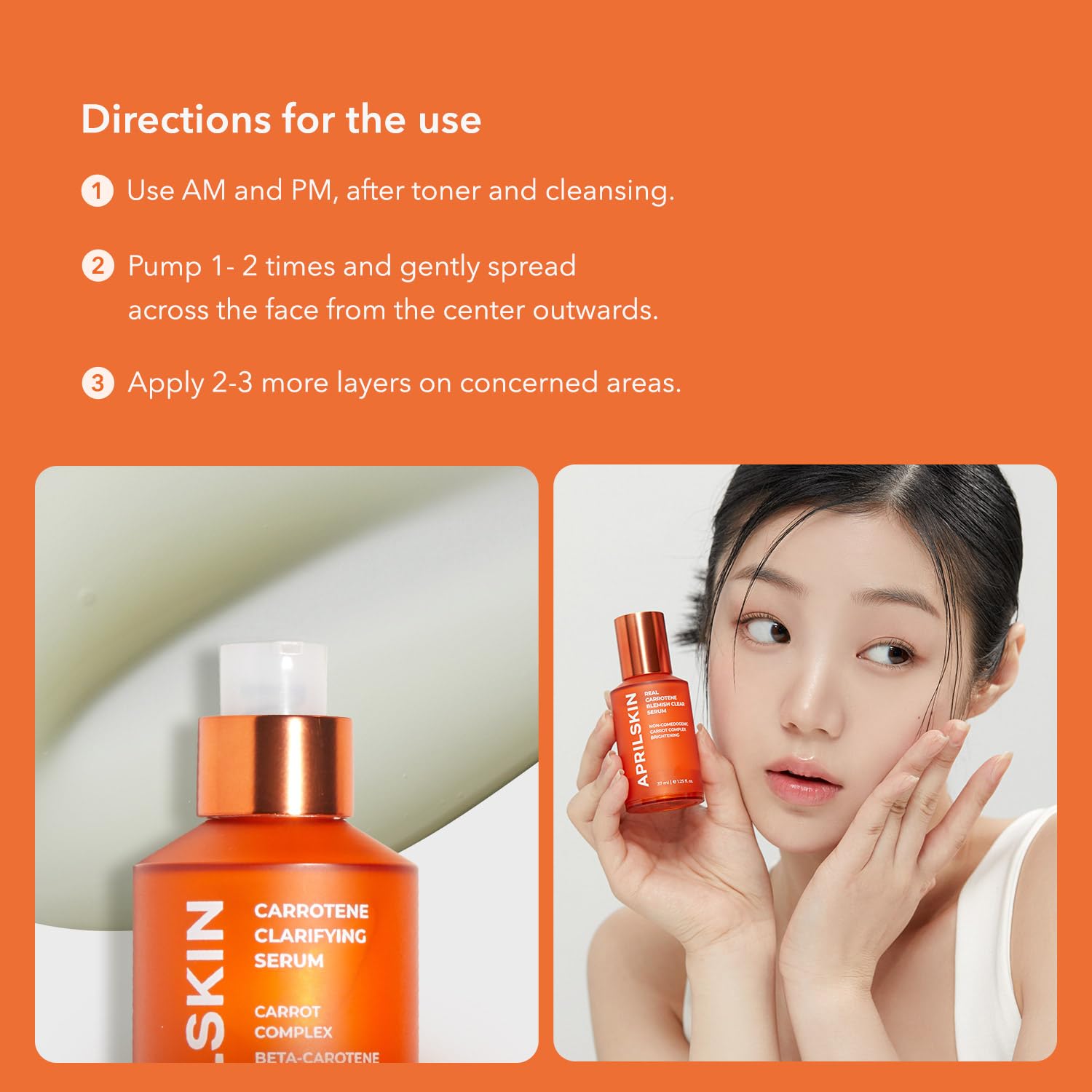 APRILSKIN Carrotene Serum para uso diario en rutina.