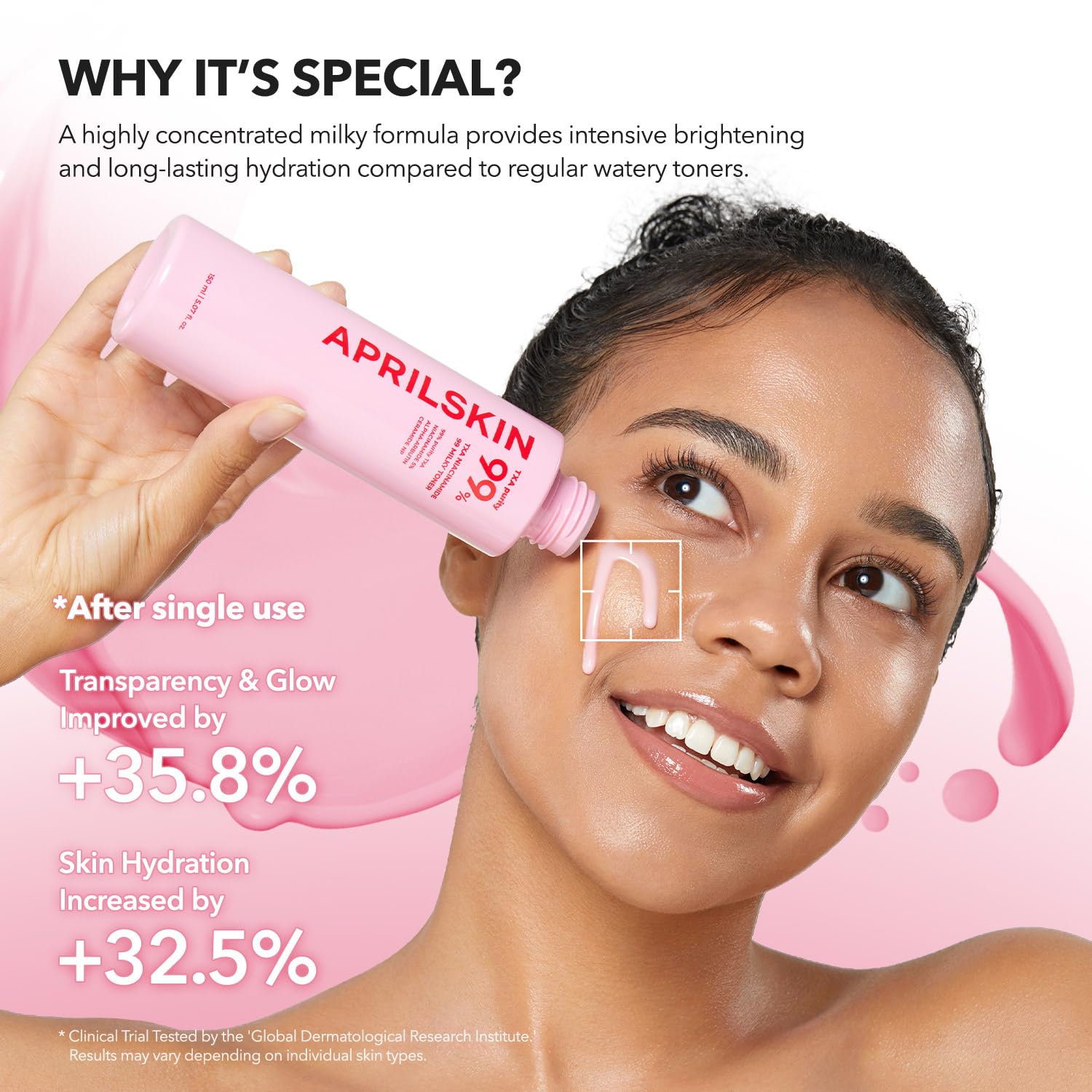 APRILSKIN Toner con TXA de alta pureza aporta luminosidad y claridad en la piel.