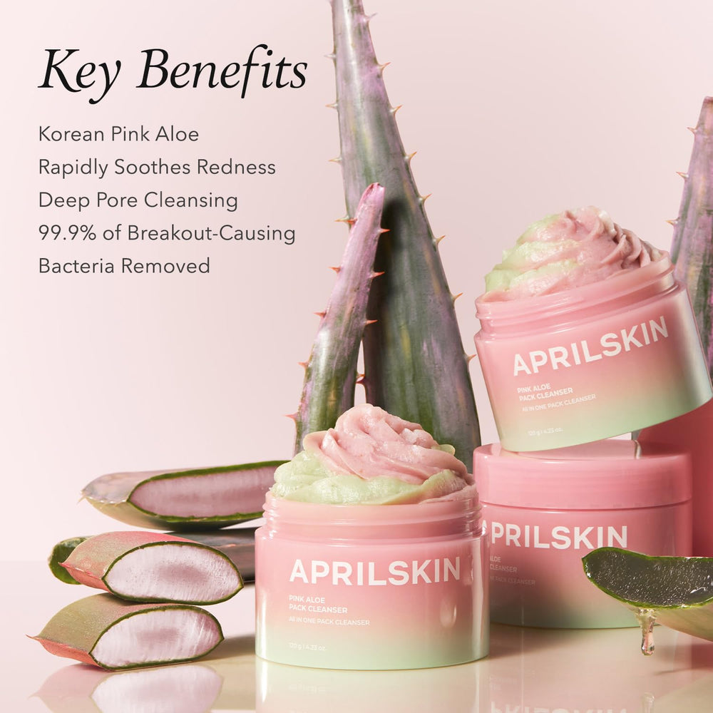 APRILSKIN Pink Aloe Facial Polish Cleanser 100ppm aloe water soothing hydration on skin