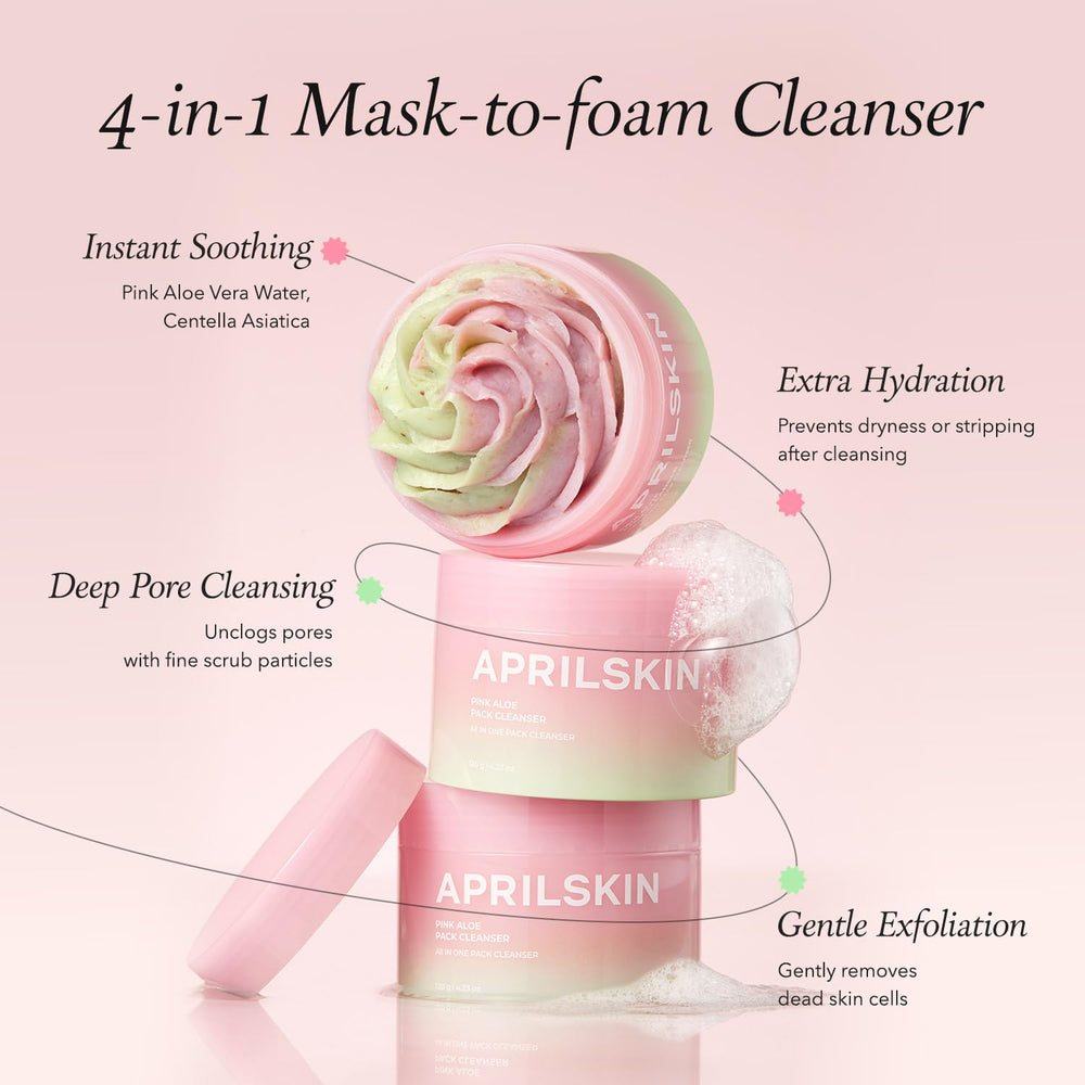 APRILSKIN Pink Aloe Facial Polish Cleanser waterproof makeup removal close-up