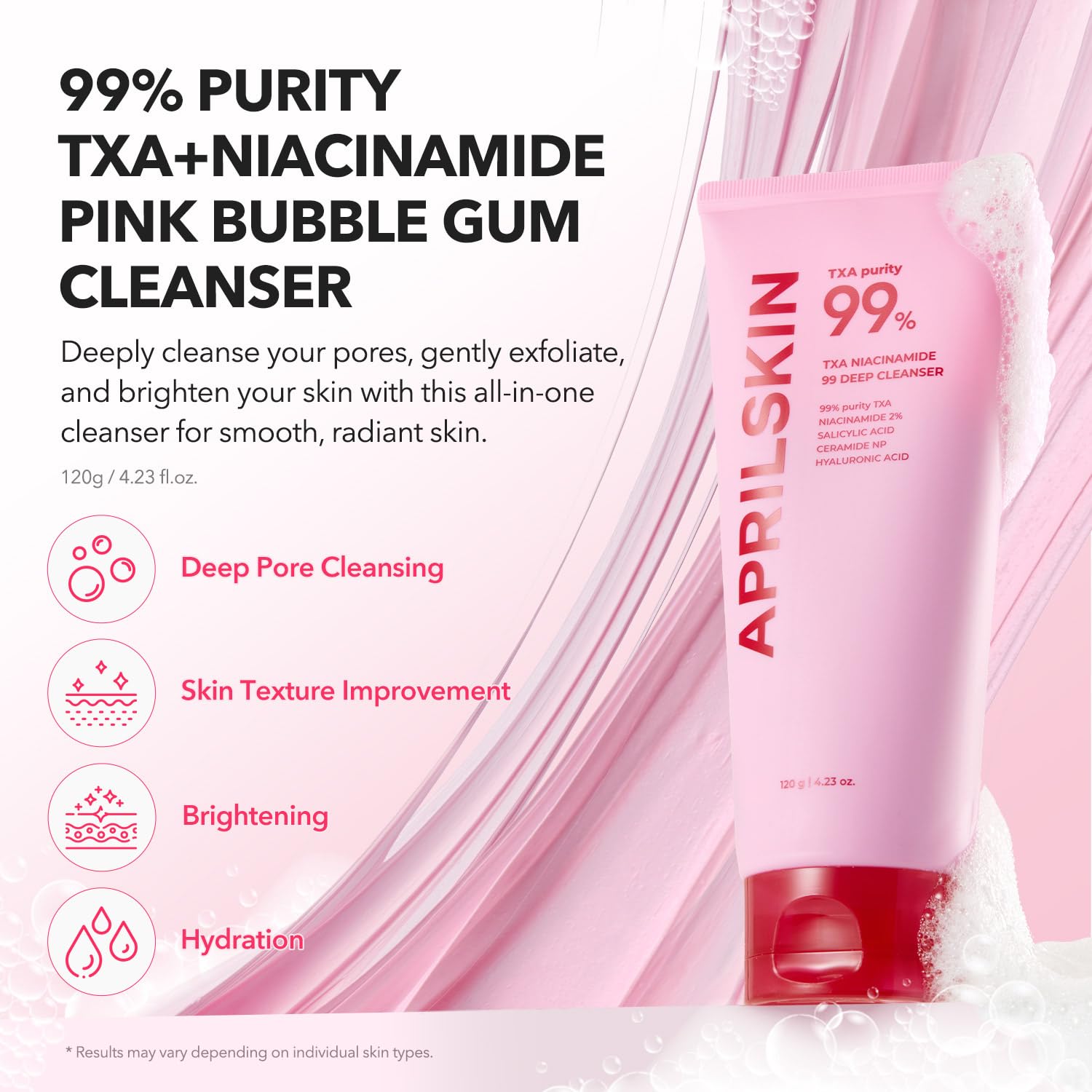 APRILSKIN TXA Niacinamida 99 cuida los poros para una piel suave.