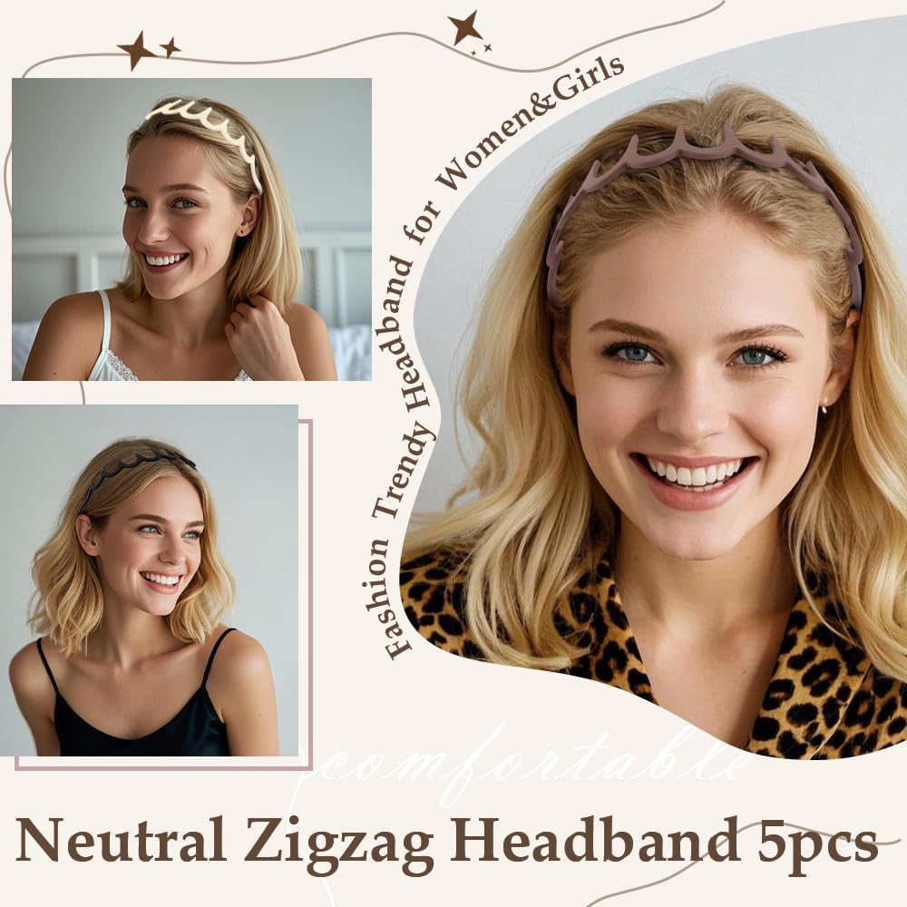 Aprince diadema zigzag invertible con dientes, doble look en una sola pieza