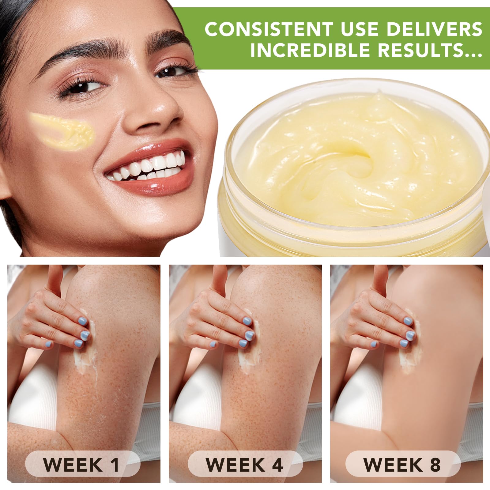 APUUFYQC Shea Butter packaging highlights natural, chemical-free care.
