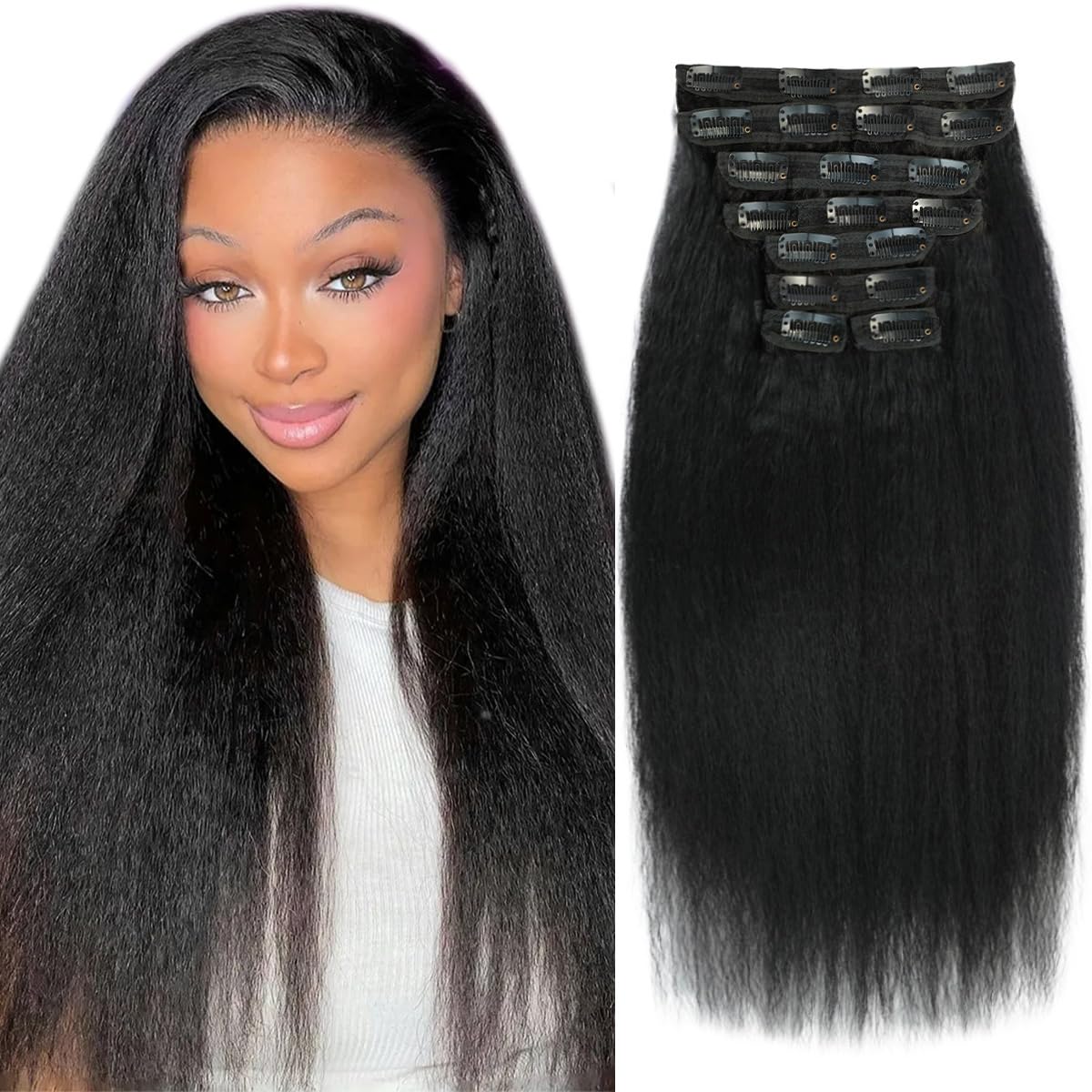 Aqifai extensión clip-in lacio 16 pulgadas para mayor longitud y estilo.