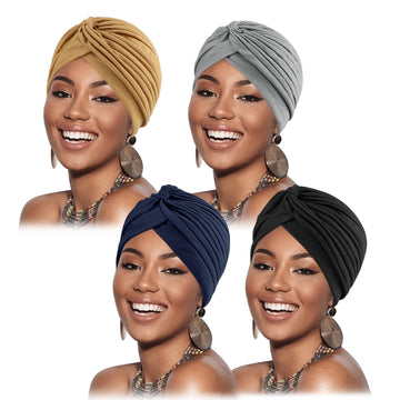 AQOKKA turbante elástico con pliegues, ajuste cómodo y transpirable.