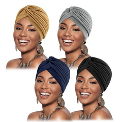 AQOKKA turbante elástico con pliegues, ajuste cómodo y transpirable.