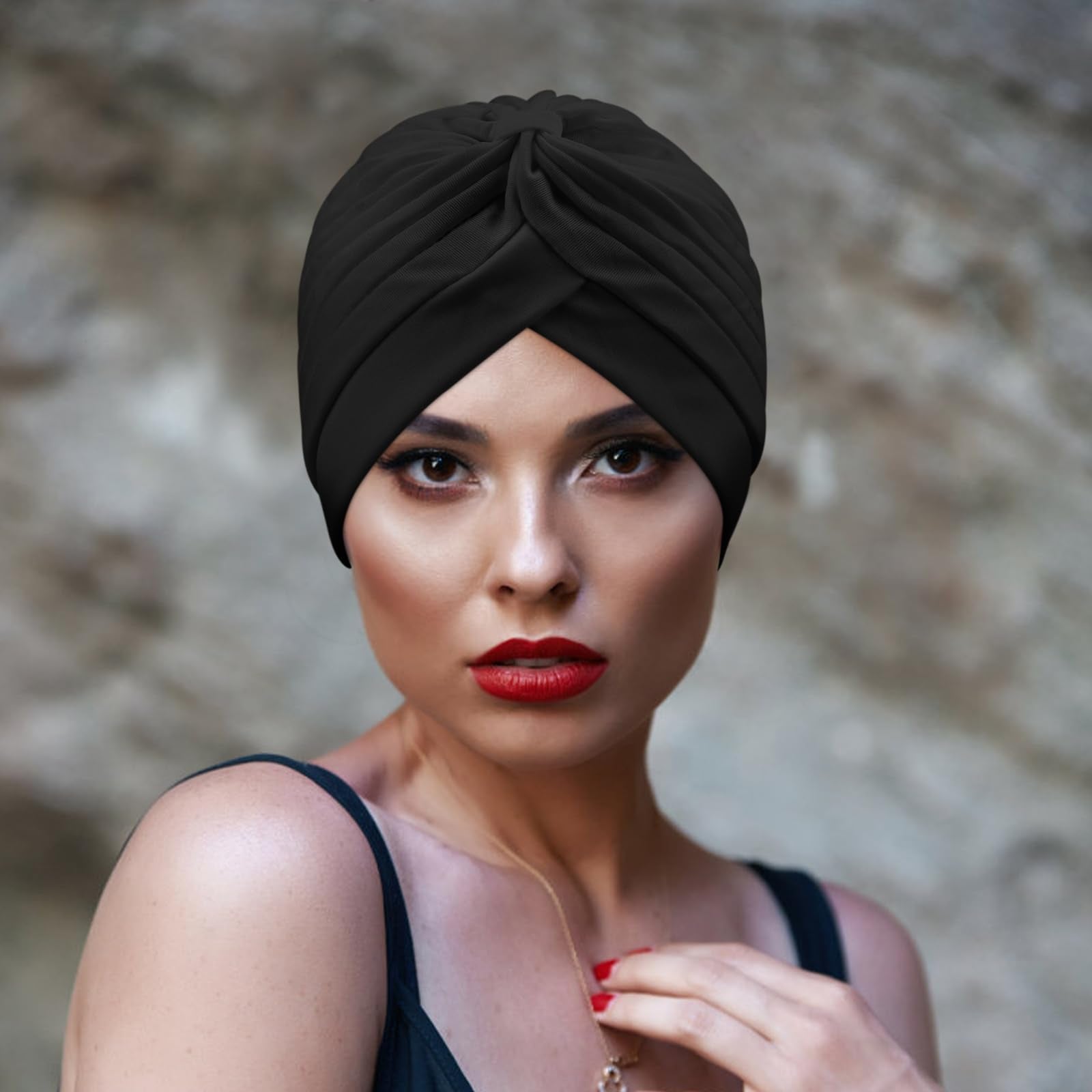 AQOKKA turbante suave de poliéster y spandex, ideal para uso diario.