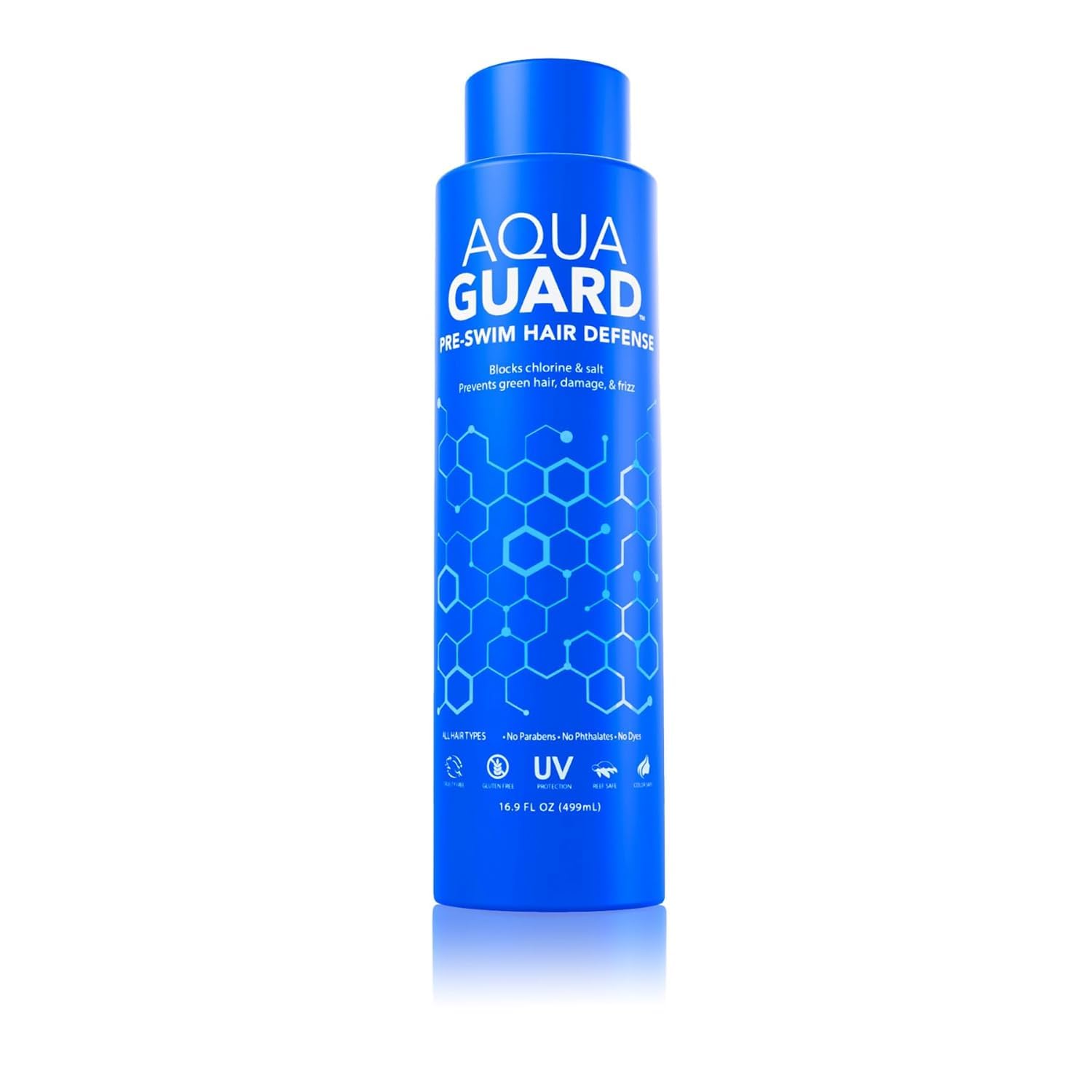 AQUA GUARD Pré-Nage Capillaire – bouteille montrant la protection du chlore