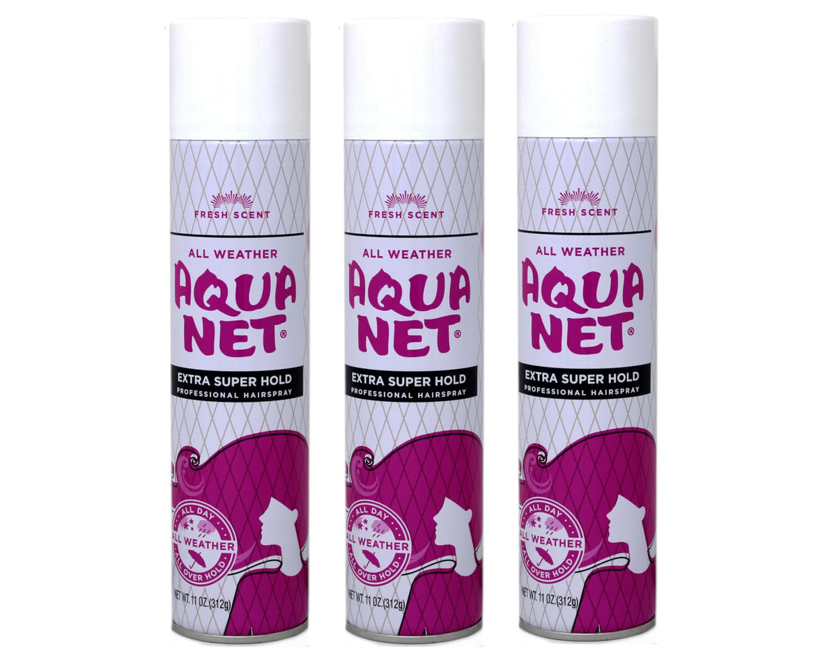 Aqua Net: botella con atomizador para cabello, fijación extra y duradera.