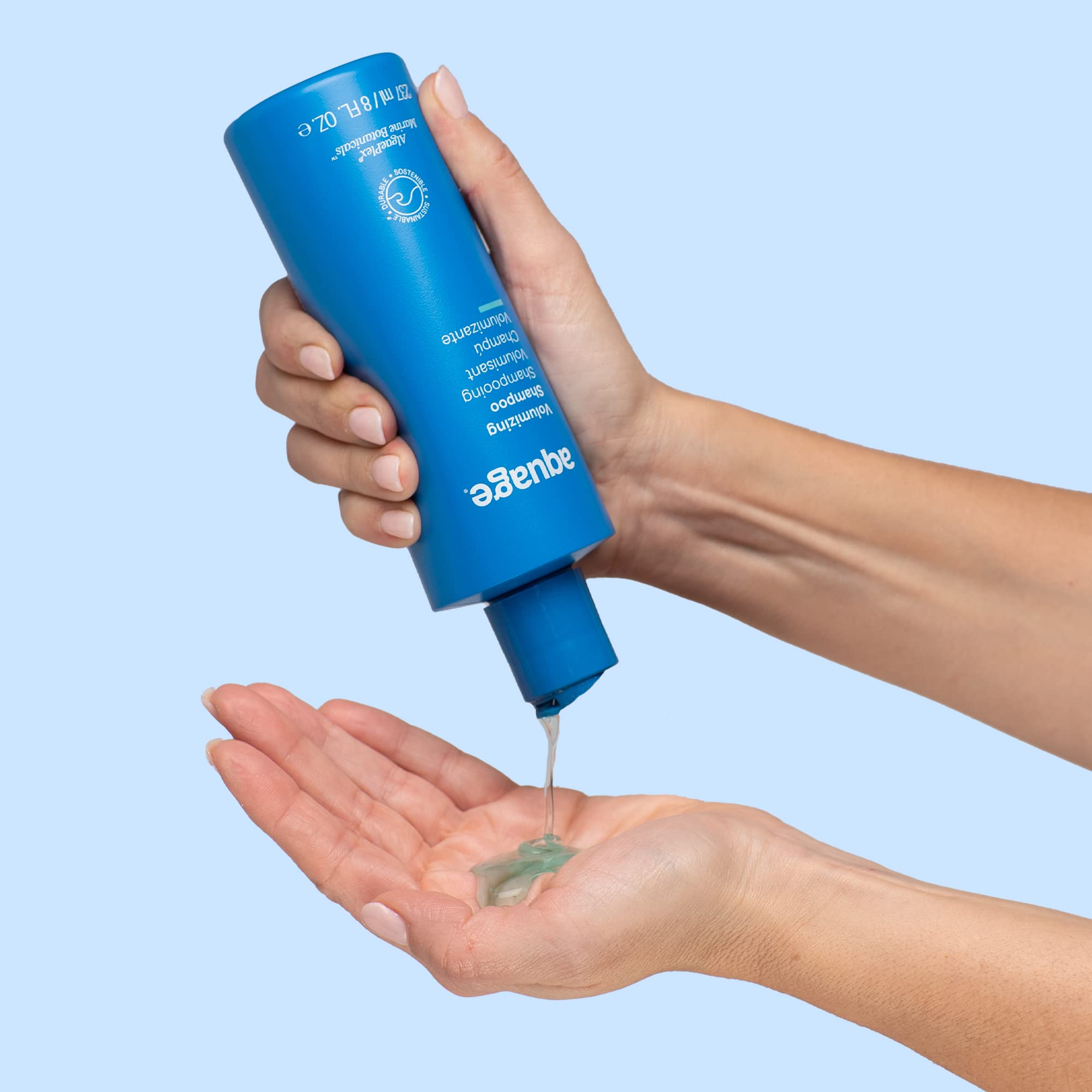 Aquage Champú Voluminizador: cabello más brillante y suave tras cada uso.
