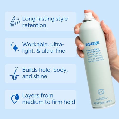 AQUAGE Finishing Spray: tenue ferme assurée pour une coiffure durable et flexible.
