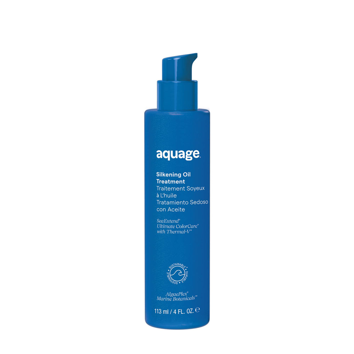 Aquage SeaExtend bouteille huile lissante, brillance naturelle sans résidu.