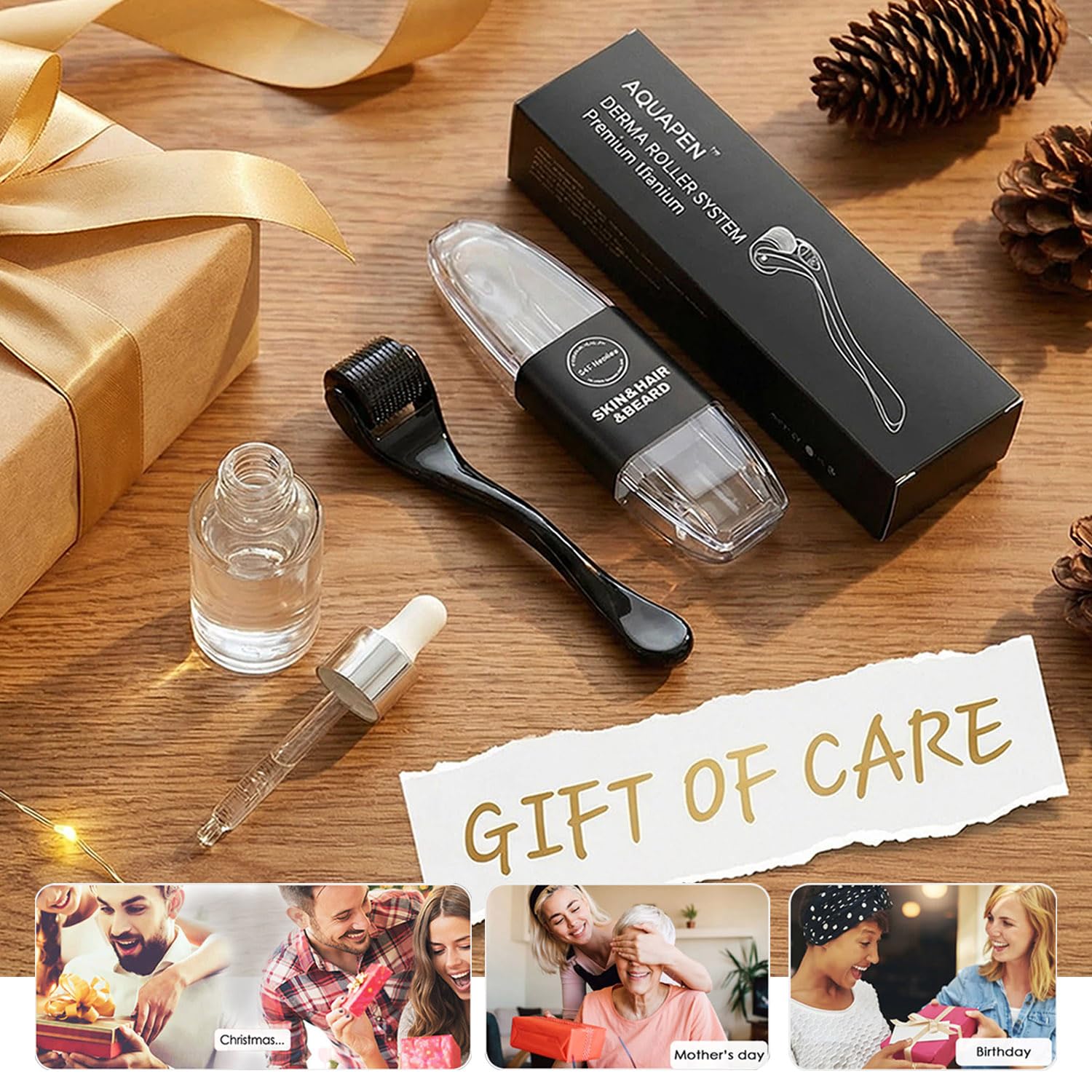 AQUAPEN Derma Roller tamaño compacto para viaje, pensado para uso seguro.