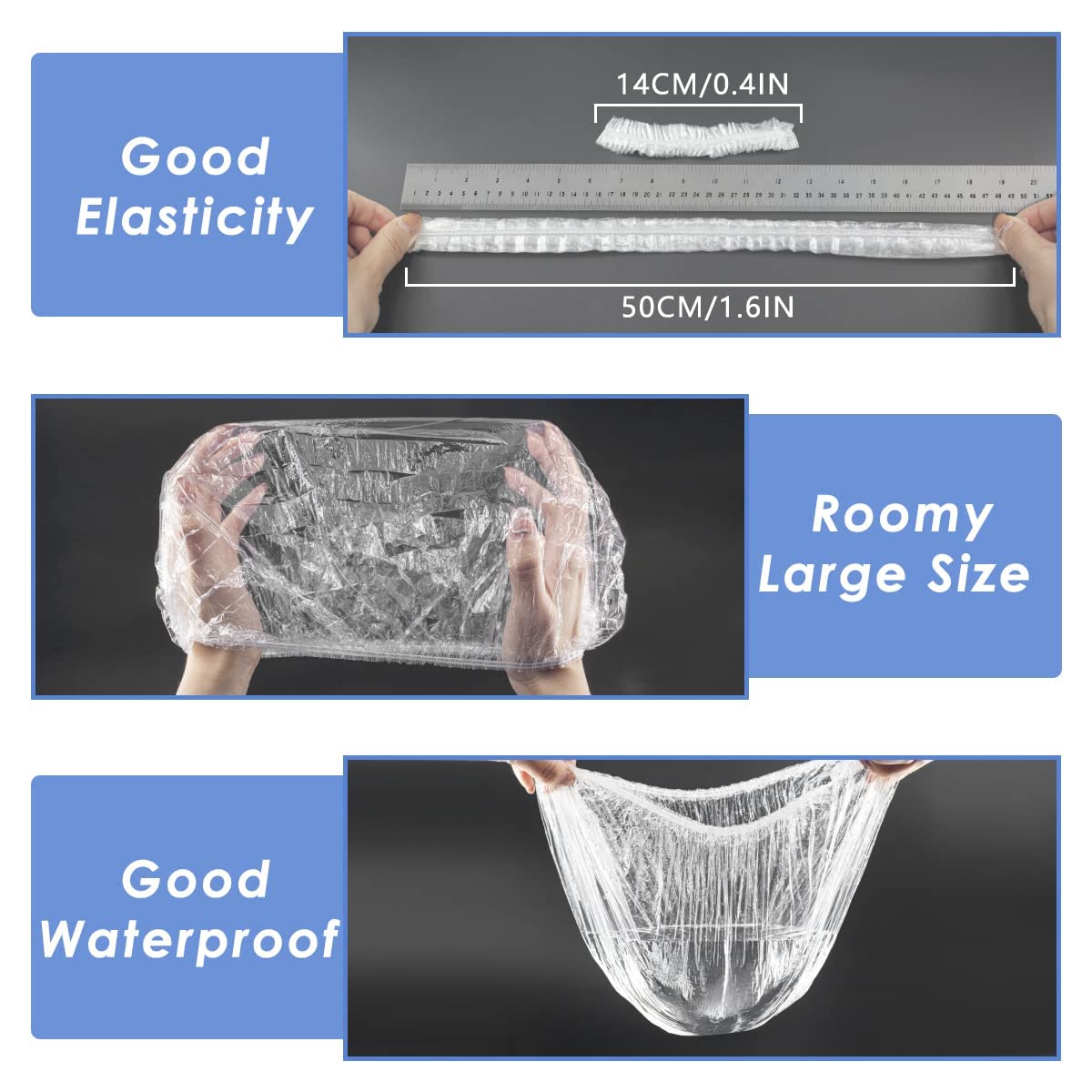 Gorro Aquior transparente, ajuste cómodo para cabellos largos o medianos
