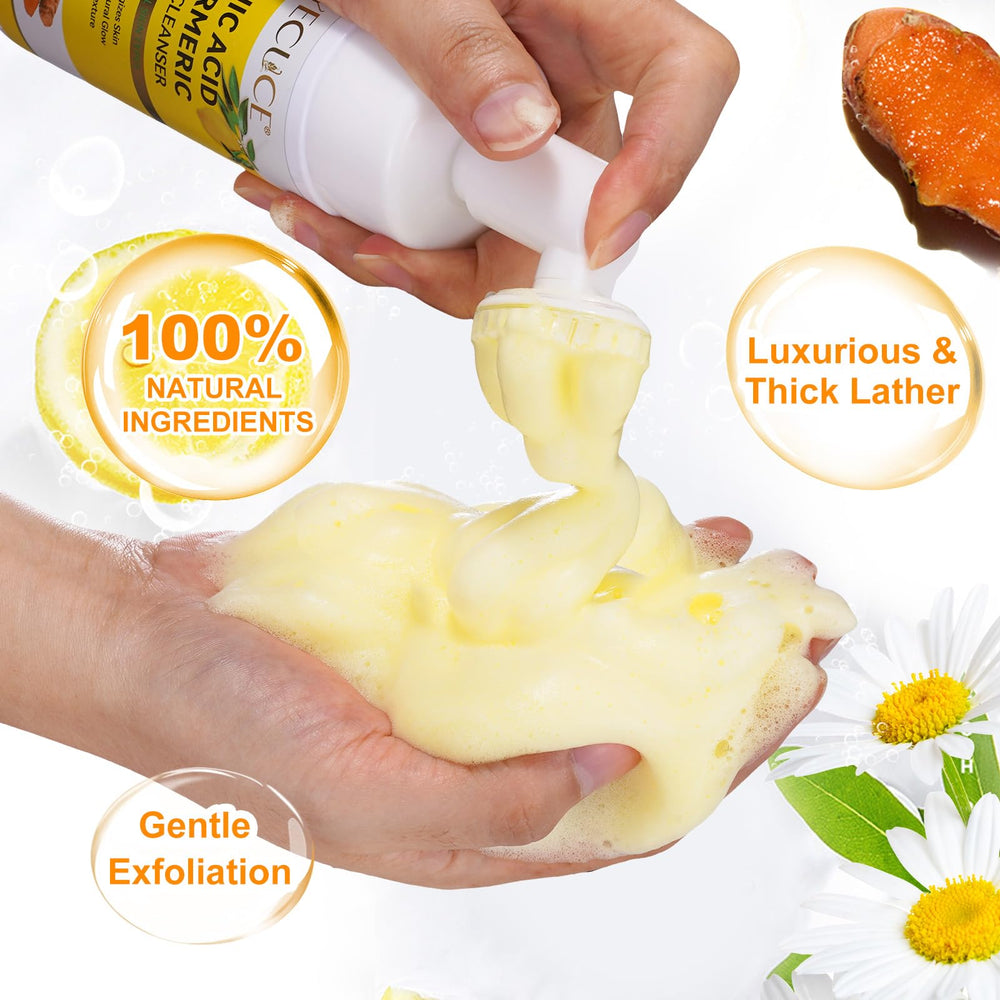 Ingredientes naturales de cúrcuma y miel en A r b c r n Turmeric Cleansing Mousse