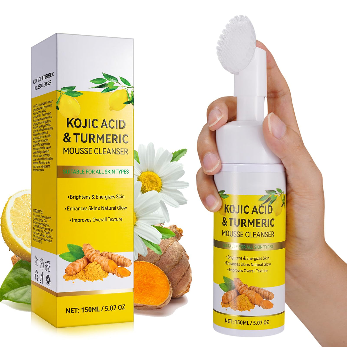 A r b c r n Turmeric Cleansing Mousse, textura espumosa para limpieza suave y efectiva