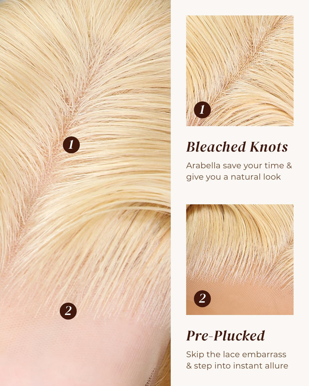 Arabella peluca frontal encaje transparente, frente predespuntada con cabello bebé