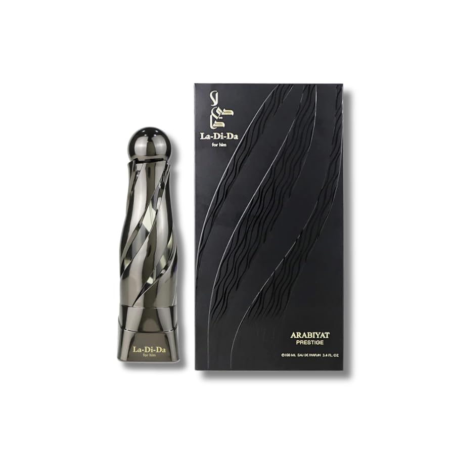 ARABIYAT Prestige La Di Da For Him, frasco elegante con proyección prolongada.