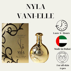 ARABIYAT PRESTIGE Nyla Vani-Elle: detalle de la fragancia, fondo suave de vainilla y almizcle.