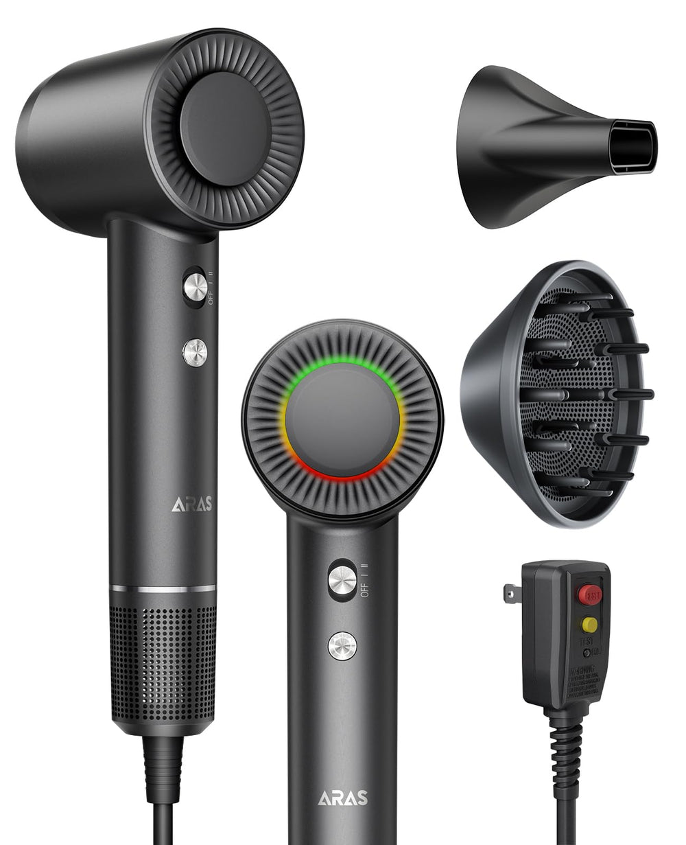 ARAS secador de pelo con motor brushless para secado rápido y eficiente.