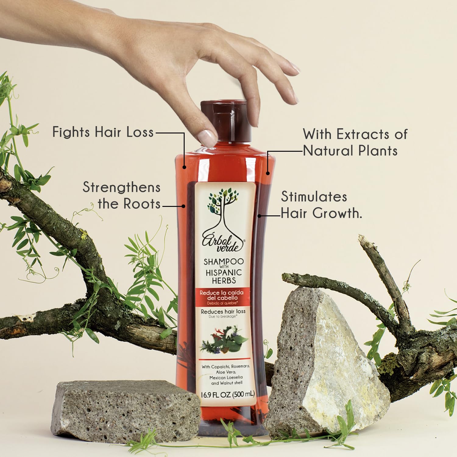 Árbol Verde Champú Fortalece Fibras para cabello resistente.