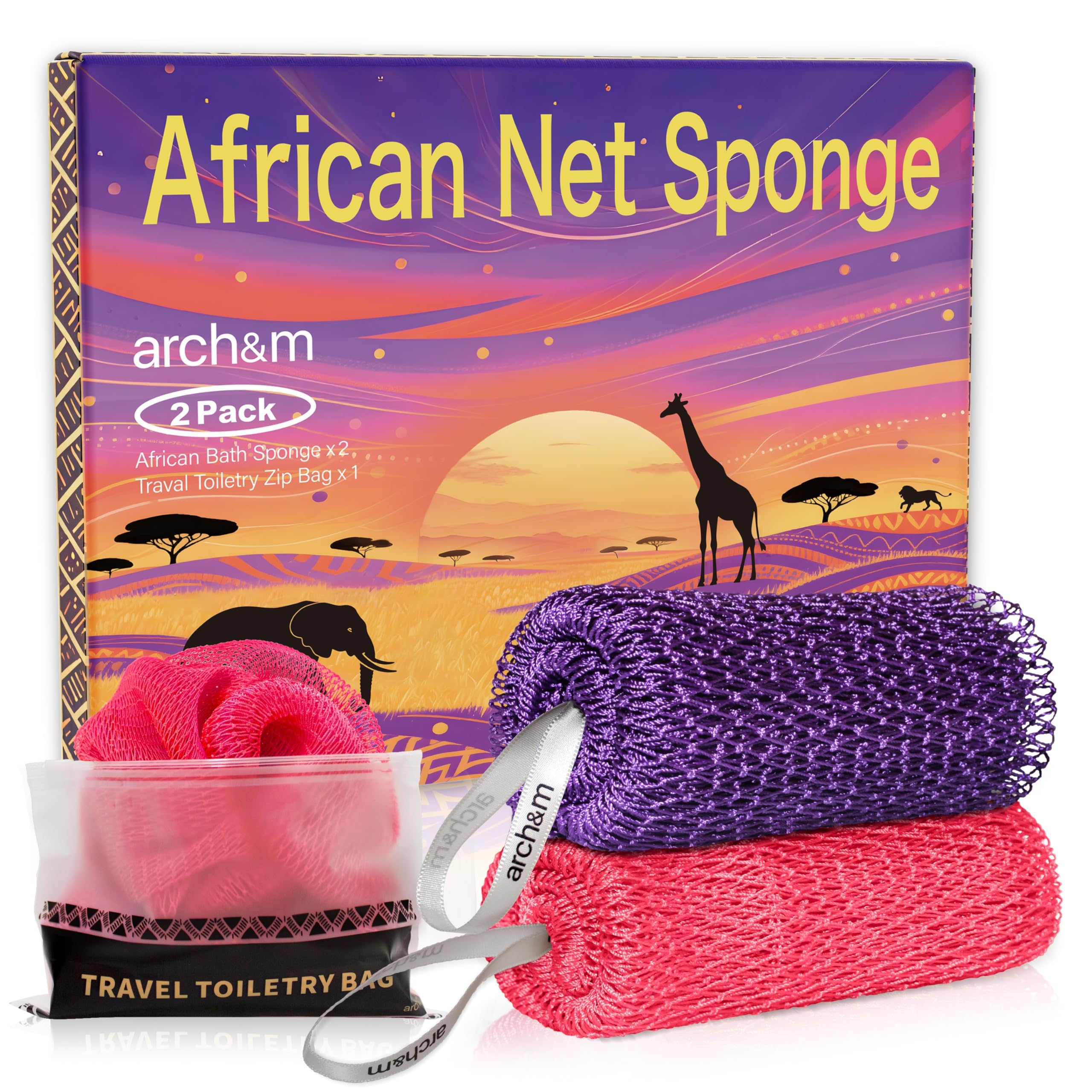 ARCH&M Esponja africana con red exfoliante para exfoliar la piel suavemente.