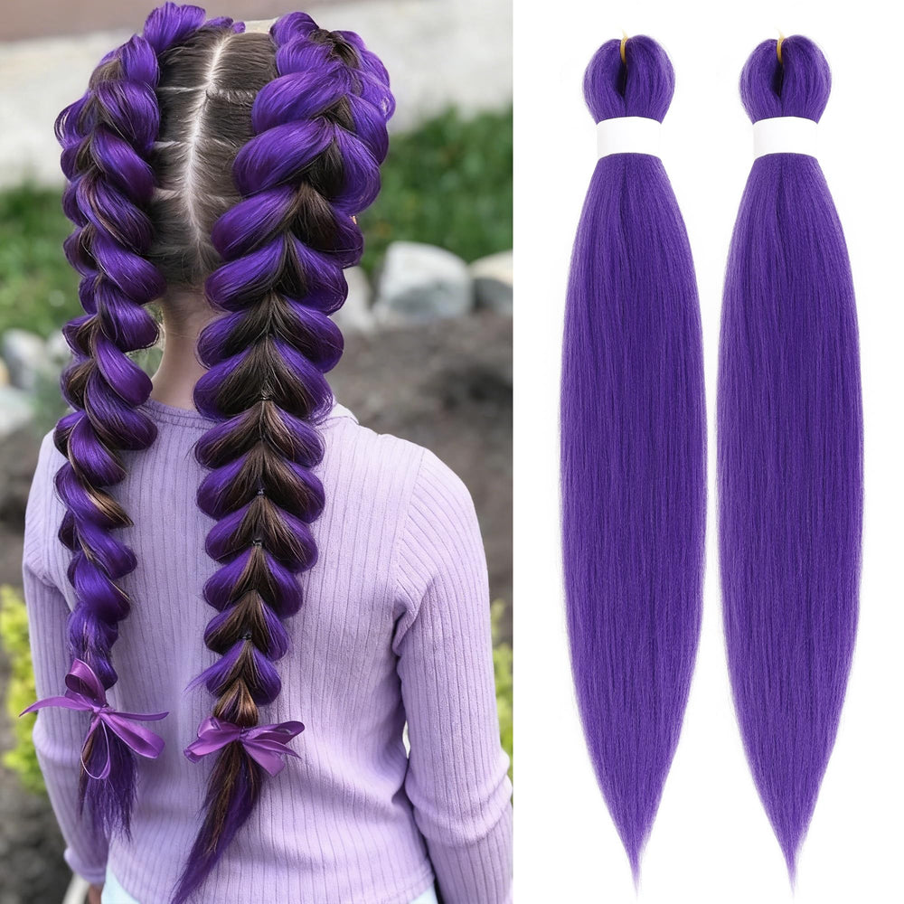 Arcpor pelo sintético púrpura para Halloween, crea trenzas audaces.