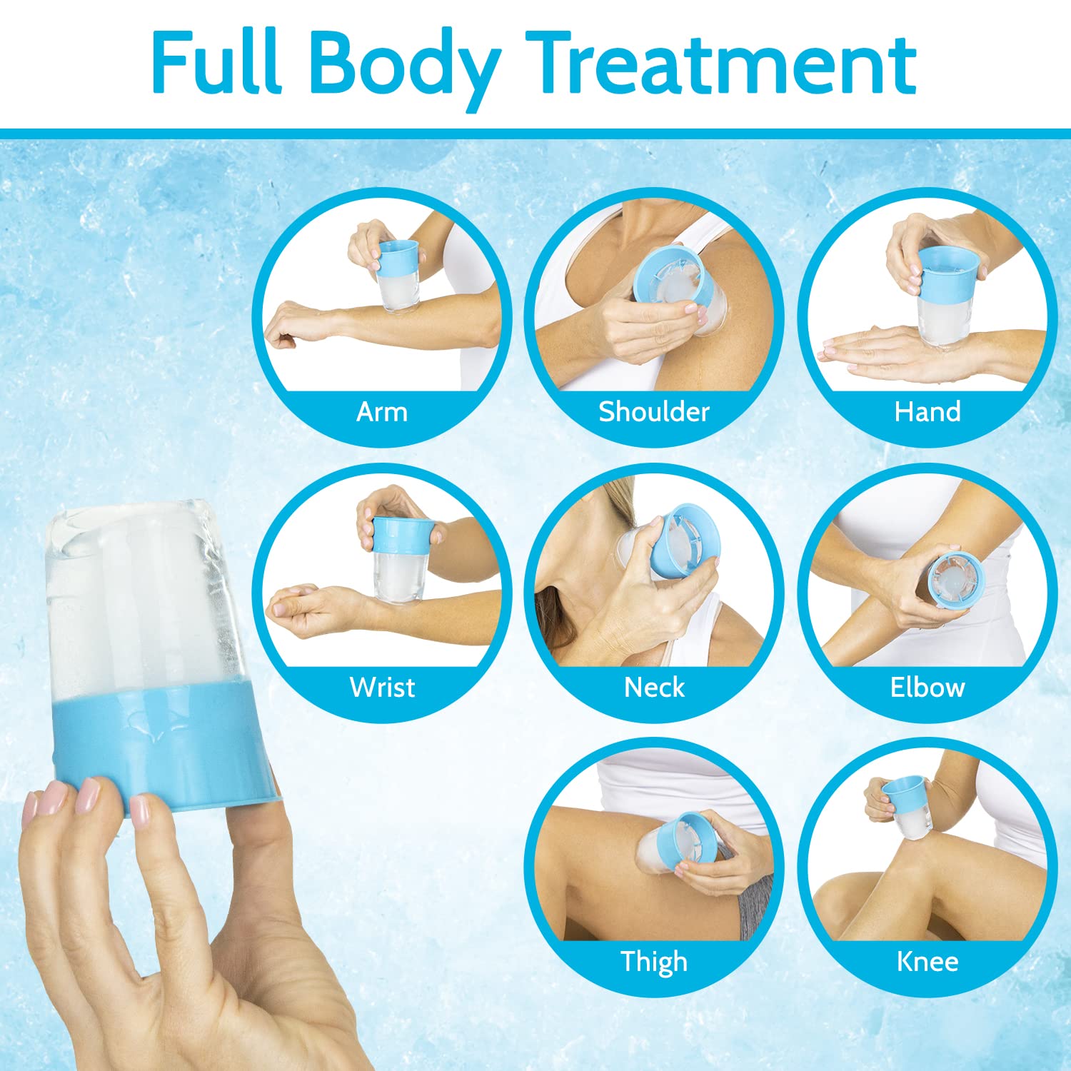 Arctic Flex conjunto de dos tazas de hielo para alivio facial rápido.