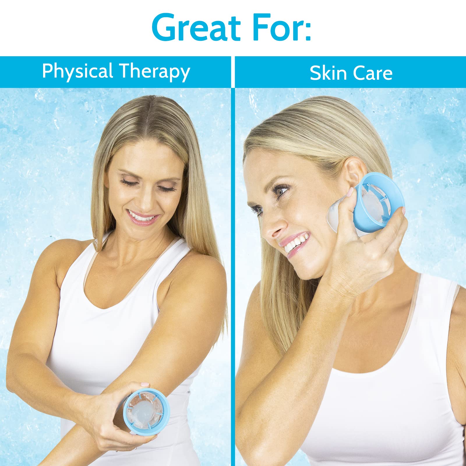 Arctic Flex diseño de dos piezas para hielo facial, relleno y uso sencillo.