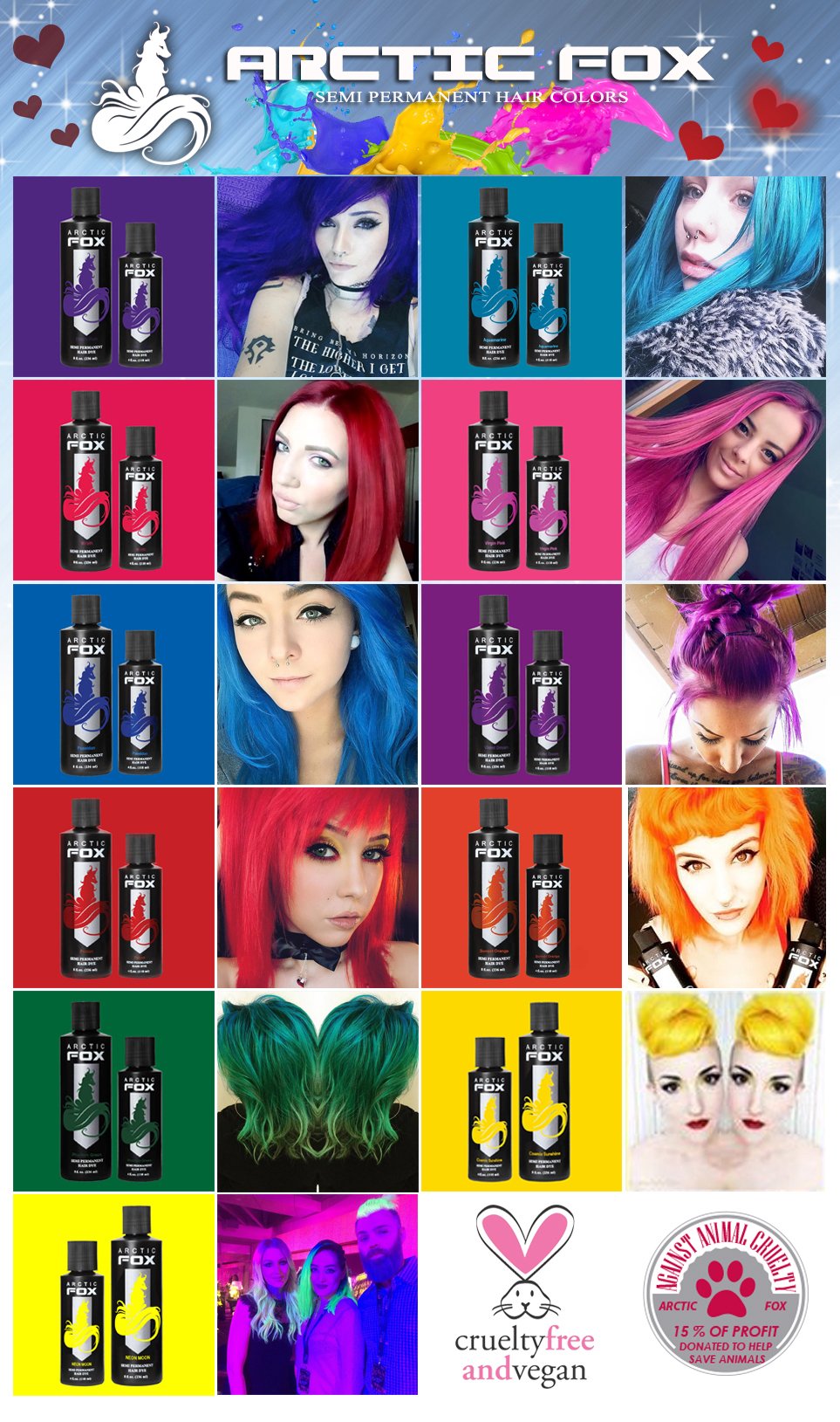 ARCTIC FOX Cosmic Sunshine, aplicación en el cabello con color duradero.