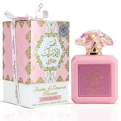 Ard al Zaafaran Pink Blush Shams Al Emarat etiqueta cercana; empaque elegante para regalo