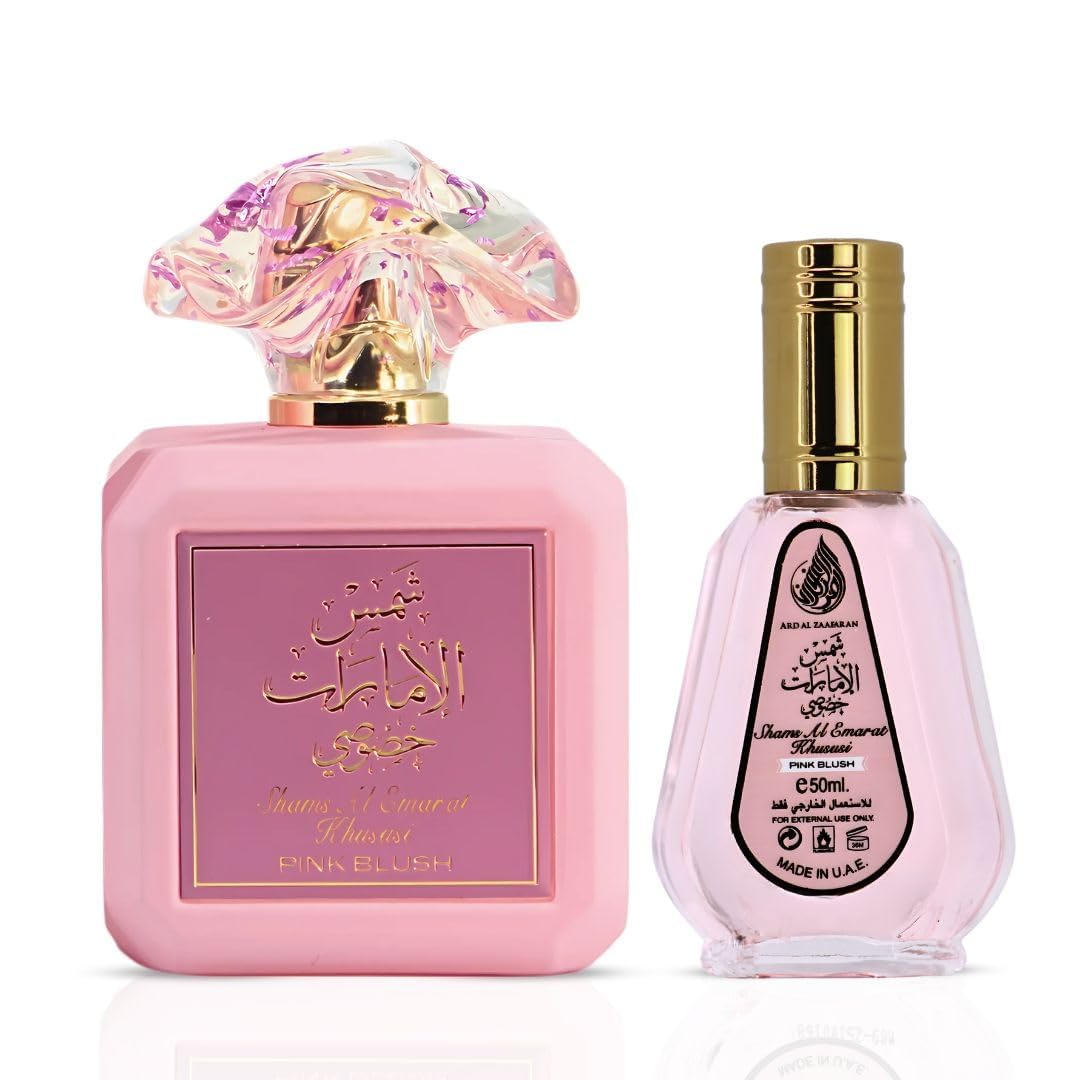 Ard al Zaafaran Pink Blush Shams Al Emarat frontal 100 ml; aroma luminoso para uso diario