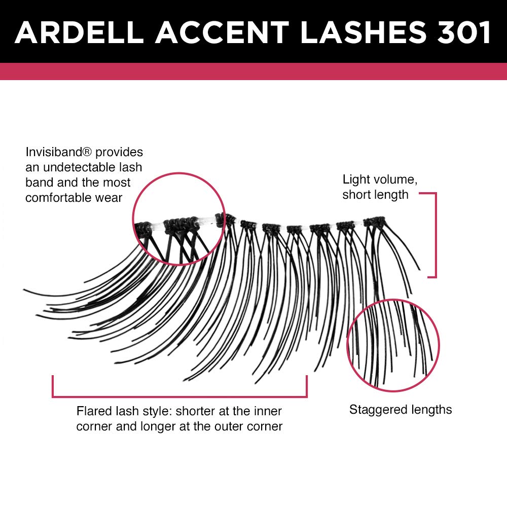 Ardell Accent Half Lashes 301, efecto ojo-de-gato, para realzar la mirada.