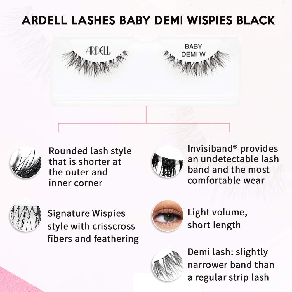 Ardell Baby Demi Wispies, banda imperceptible suave para comodidad duradera.