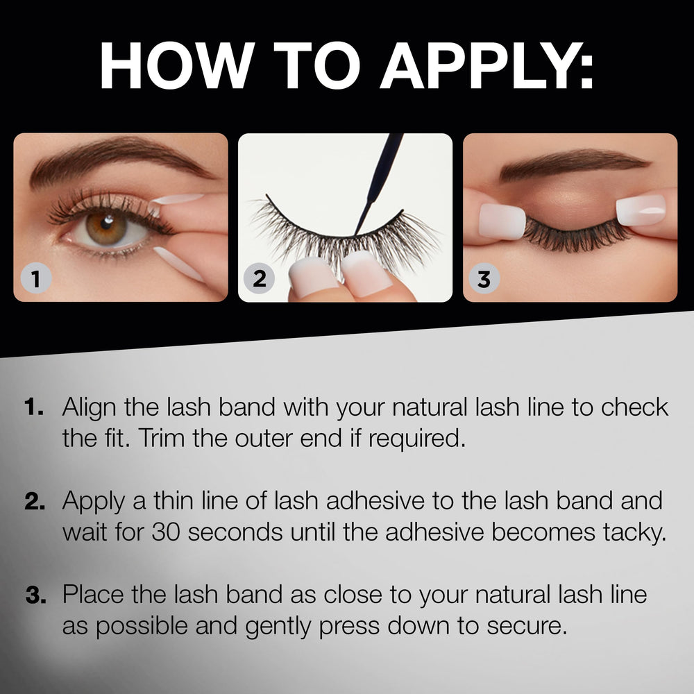 Ardell 3D Faux Mink 863 set showcases easy 3-step application.