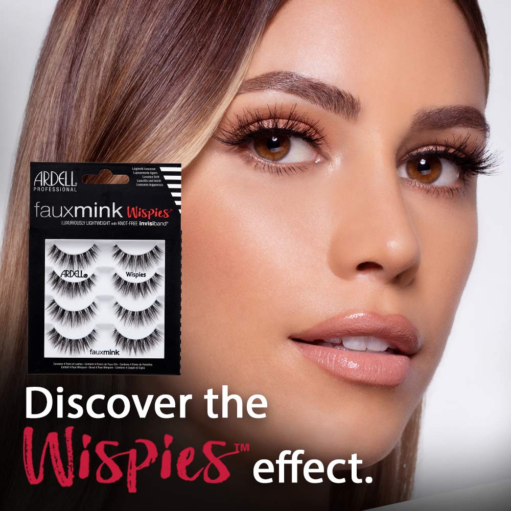 Ardell Faux Mink Wispies con Invisiband para acabado sin costuras.