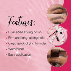 Ardell gel transparente para cejas que seca rápido con acabado limpio.