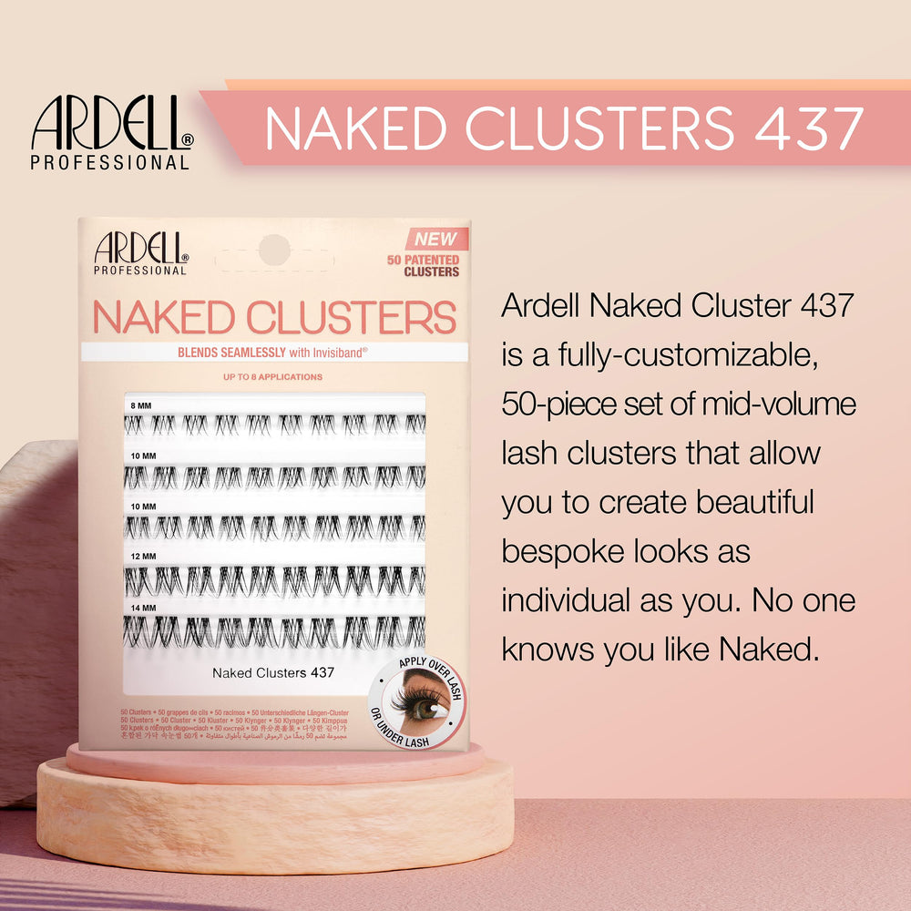 Ardell Naked Clusters 437 length options 8–14mm for customizable fullness.