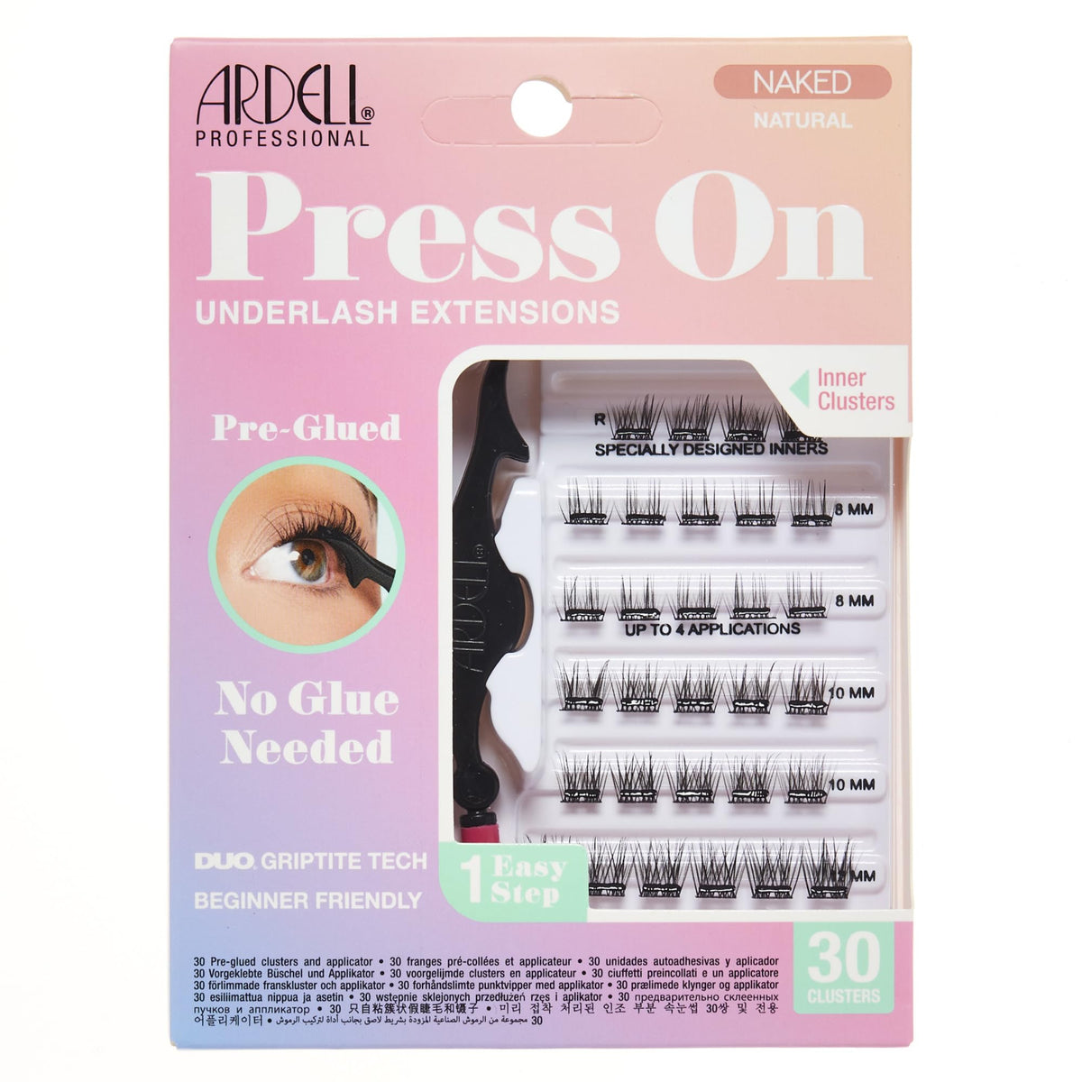 Ardell Naked Clusters prepegados: kit práctico para un look natural sin pegamento.