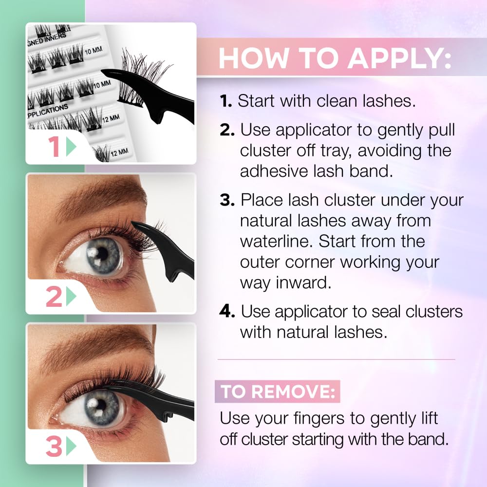 Ardell Naked Press On Lashes, aplicador ergonómico rosa para fusionar pestañas.