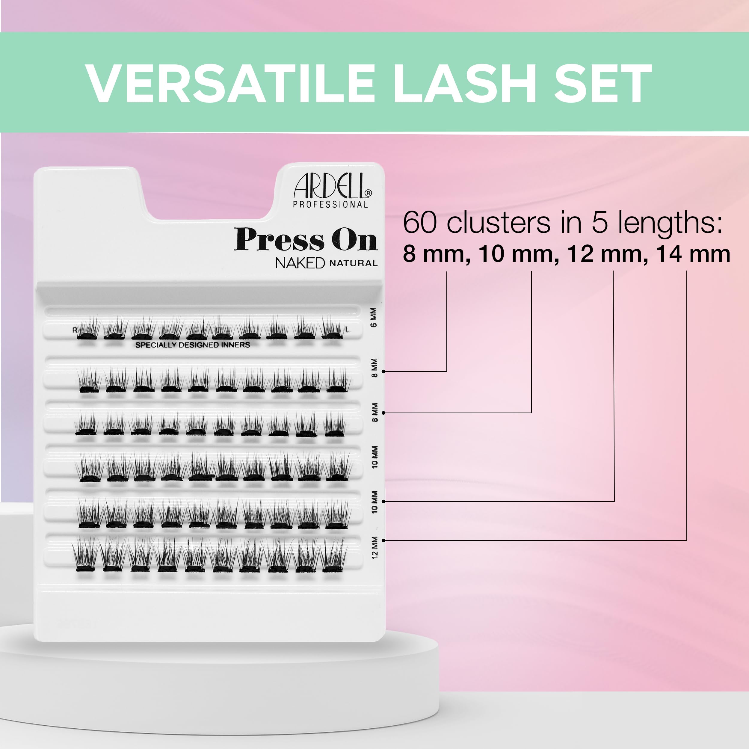 Ardell Press On Lashes Naked Natural, aplicación bajo pestañas para banda invisible.