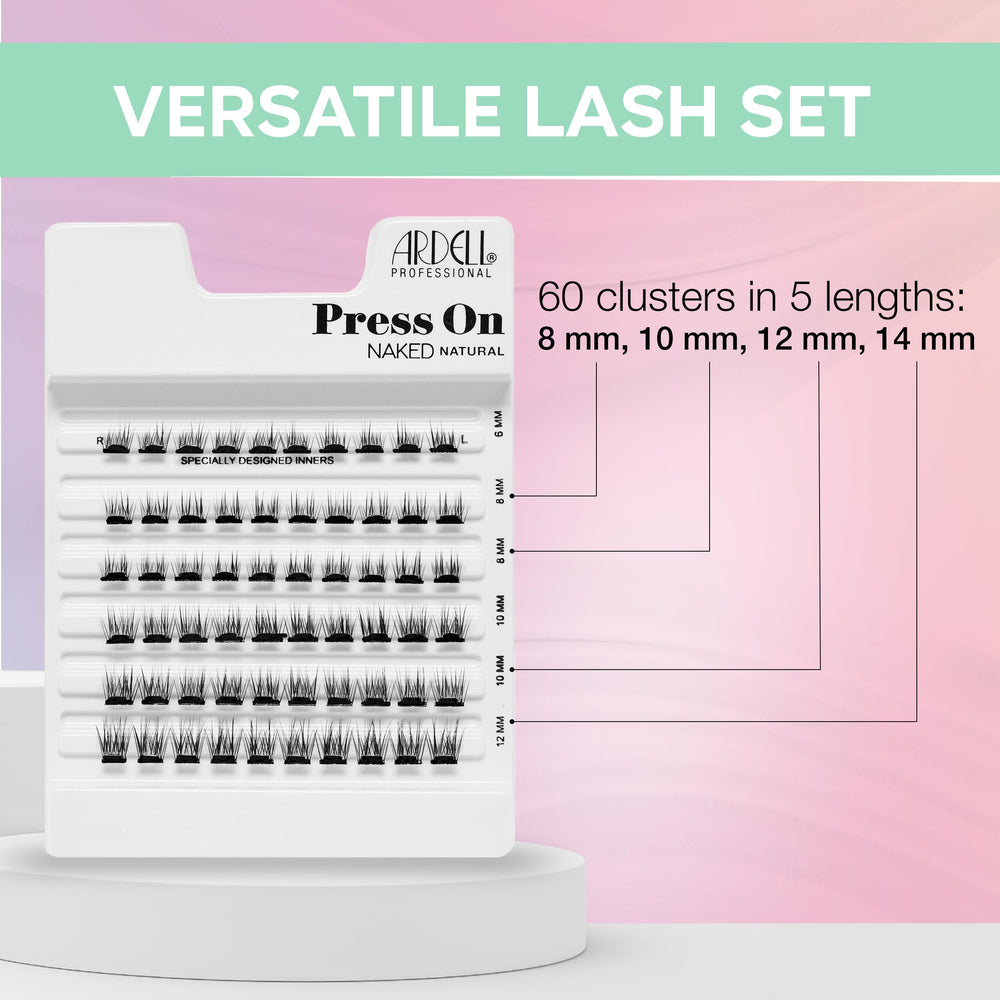 Ardell Press On Lashes Naked Natural, aplicación bajo pestañas para banda invisible.